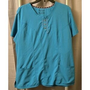 Heart And‎ Soul Women's XLarge Teal Scrub Top Pockets Comfy